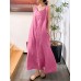 Solid Pocket Drawstring Sleeveless Cotton Casual Maxi Dress