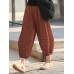 100  Cotton Loose Elastic Waist Mid  Calf Length Thin Pants for Women