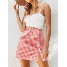 Plaid Print Side Split Zipper Fashion Wild Mini Skirts