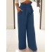 Women Wide  Legged Loose Maxi Length Zipper Pleated Side Pockets Pants