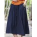 Women Casual Solid Color Cotton Linen Skirts