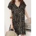 Geo Print Ruffle V  Neck Tulip Short Sleeve Casual Midi Dress