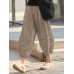 100  Cotton Loose Elastic Waist Mid  Calf Length Thin Pants for Women