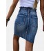 Casual Women High Waist Split Hem Denim Skirts